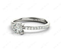 Round Cut Three Claws Diamond Ring with Pave Set Side Stones - Platinum - DG & Co. Jewellery