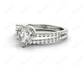 Round Cut Split Shank Diamond Engagement Ring with a Twist Band and Pave Set Side Stones in Platinum - DG & Co. Jewellery