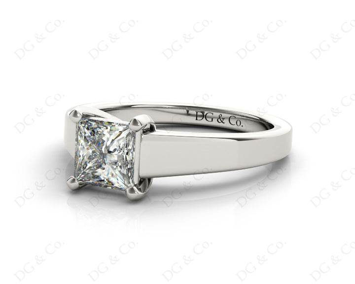Princess Cut Solitaire Diamond Engagement Ring with 4 Claw Set centre stone - Platinum - DG & Co. Jewellery