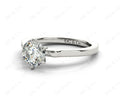 Round Cut Classic Six Claws Diamond Solitaire Ring with Square Edge Shoulders - Platinum - DG & Co. Jewellery