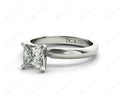 Princess Cut Classic Four Claws Diamond Solitaire Ring with Half Round Edge Shoulders - 18K White - DG & Co. Jewellery
