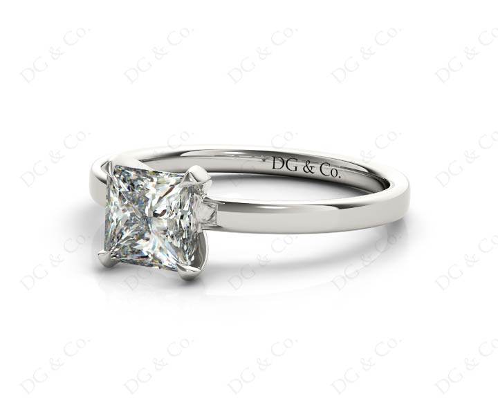 Princess Cut Classic Diamond Engagement Ring Four Caw Setting - 18K White - DG & Co. Jewellery