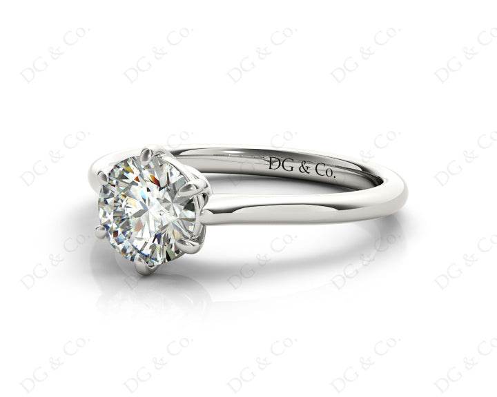 Round Cut Classic Six Claws Diamond Solitaire Ring - 18K White - DG & Co. Jewellery