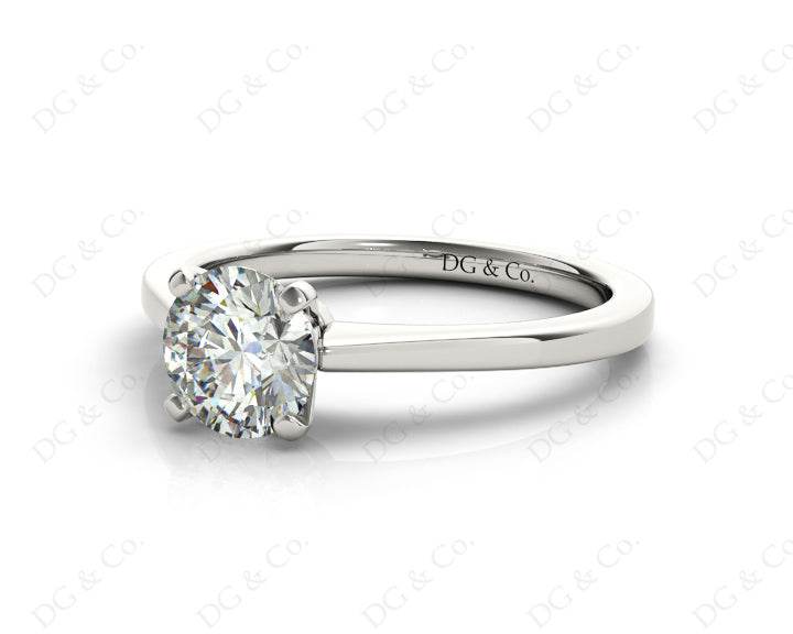 Round Cut Diamond Engagement Ring with Claw set centre stone - 18K White - DG & Co. Jewellery