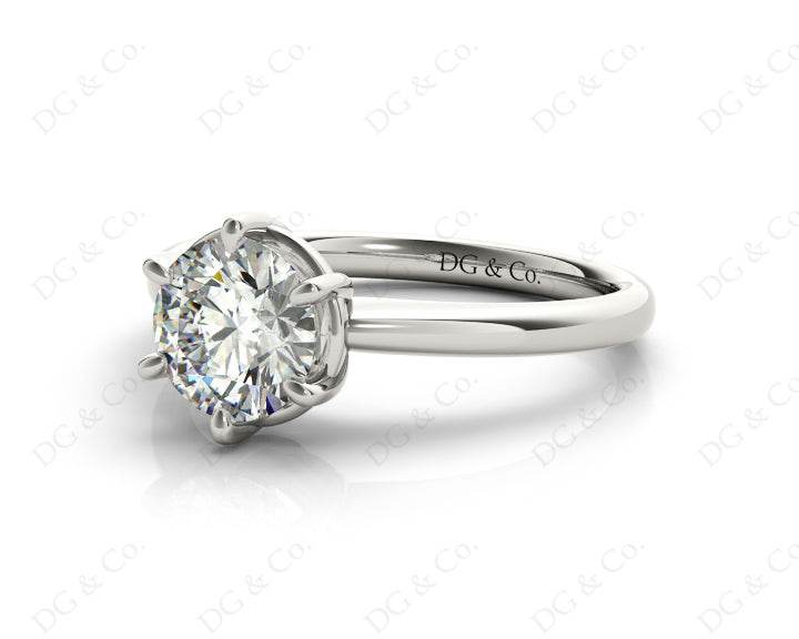 Round Cut Diamond Engagement Ring with Claw set centre stone - Platinum - DG & Co. Jewellery