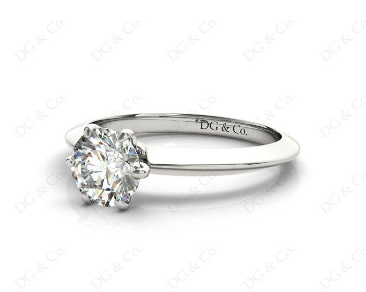 Round Cut Classic Six Claw Diamond Engagement Solitaire Ring - 18K White - DG & Co. Jewellery