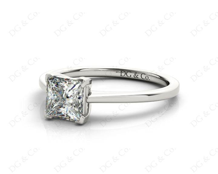 Princess Cut Classic Four claws Diamond Engagement Ring - 18K White - DG & Co. Jewellery