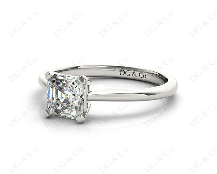 Asscher Cut Classic Four Claws Diamond Engagement Solitaire Ring in - Platinum - DG & Co. Jewellery
