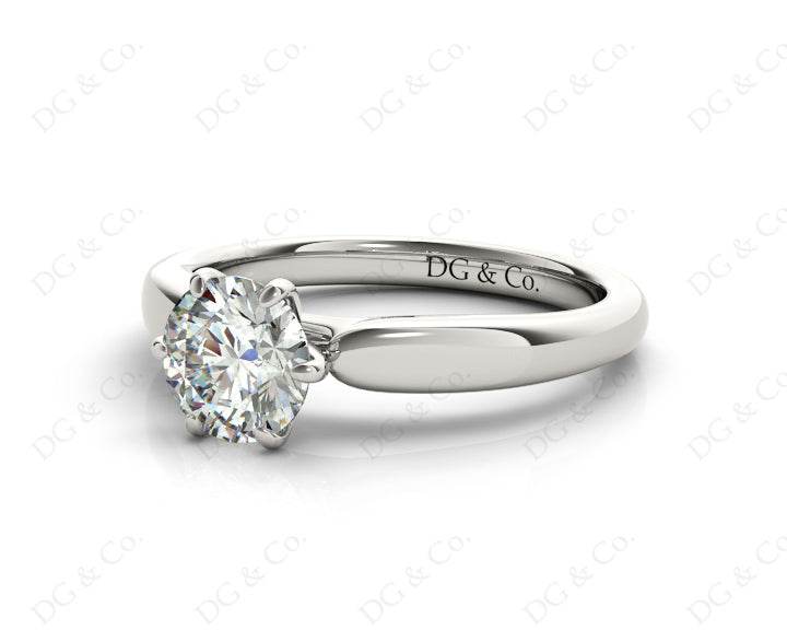 Round Cut Classic Six Claws Diamond Solitaire Ring - 18K White - DG & Co. Jewellery
