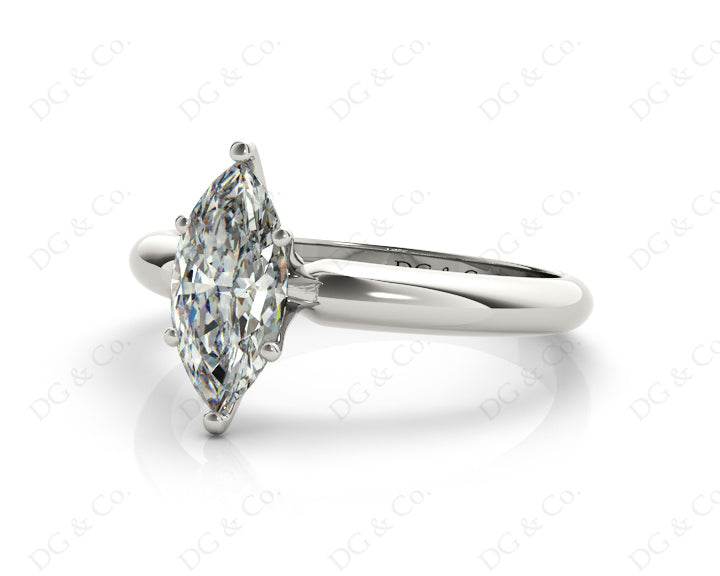 Marquise Cut Classic Six Claw Diamond Engagement Solitaire Ring - Platinum - DG & Co. Jewellery