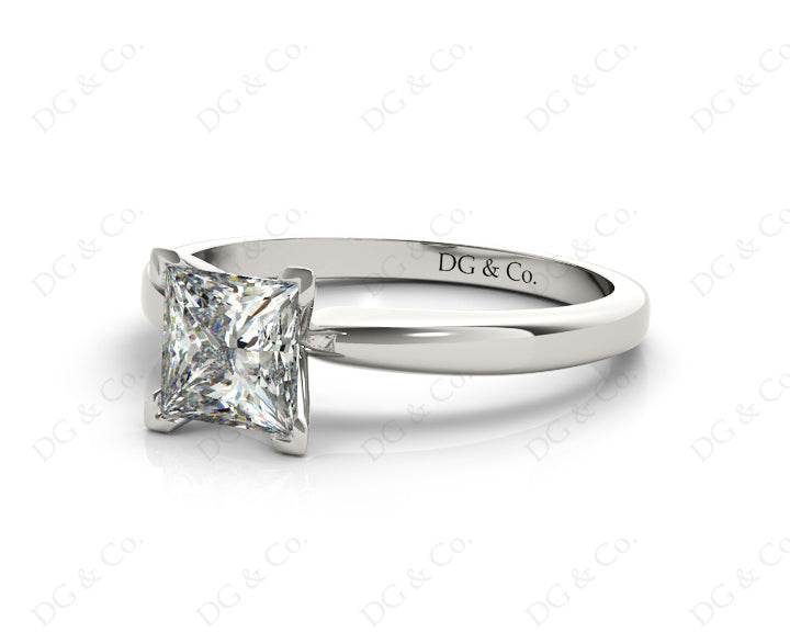 Princess Cut Diamond Engagement Ring with Claw set centre stone in 18K White - DG & Co. Jewellery