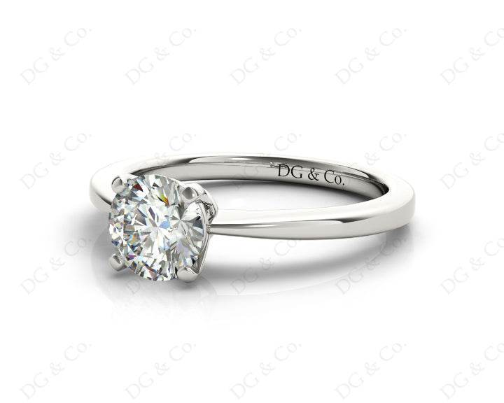 Unique Round Cut Classic Four Claws Diamond Solitaire Engagement Ring - 18K White - DG & Co. Jewellery
