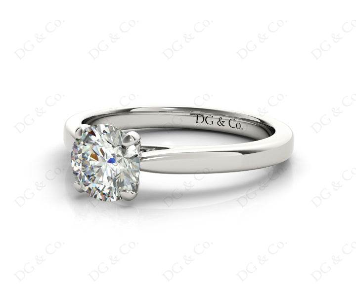 Round Brilliant Cut Solitaire Four Claws Diamond Ring in 18K White - DG & Co. Jewellery