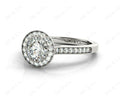 Round Cut Halo Diamond Engagement Ring with Bezel Milgrain Set Centre stone - 18K White - DG & Co. Jewellery