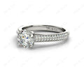 Round Cut Four Claws Diamond Ring in a Milgrain Pave Setting Side Stones in Platinum - DG & Co. Jewellery