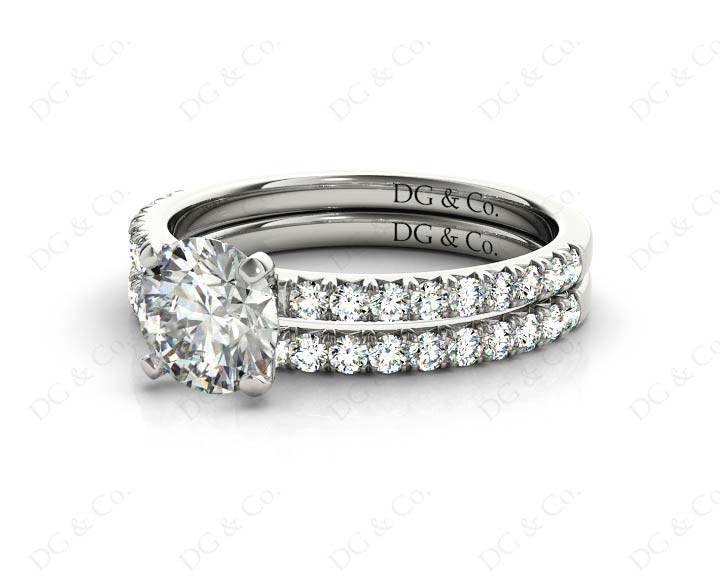 Round Cut Diamond Engagement ring with claw set centre stone - 18K White - DG & Co. Jewellery