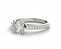 Round Cut Four Claws V Set Diamond Ring with Grain Set Side Stones - Platinum - DG & Co. Jewellery