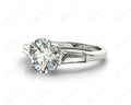 Trilogy Round Cut Classic Three Stones Ring with Tapered Baguettes Diamond - 18K White - DG & Co. Jewellery