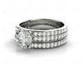 Round Cut Diamond Wedding Set Rings with Pave Setting Side Stones in 18K White - DG & Co. Jewellery