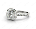 Cushion Cut Halo Ring with Bezel set centre stone with Side Stones - 18K White - DG & Co. Jewellery