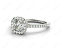 Cushion Cut Halo Diamond Engagement Ring with Claw Set Centre Stone with Pave Set Side Stones - 18K White - DG & Co. Jewellery