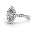 Marquise Cut Halo Diamond Engagement Ring with Claw Set Centre Stone with Pave Set Side Stones - Platinum - DG & Co. Jewellery