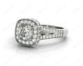 Cushion Cut Halo Ring with Milgrain claw set centre stone - Platinum - DG & Co. Jewellery