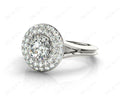 Round Cut Double Halo Plain Band Diamond Engagement ring with claw set centre stone - Platinum - DG & Co. Jewellery