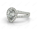 Pear Shape Halo Diamond ring with claw set centre stone - 18K White - DG & Co. Jewellery