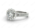 Round Cut Halo Flower Diamond Engagement Ring Split Band with Claw Set Centre Stone - Platinum - DG & Co. Jewellery