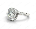 Round Cut Halo Diamond Cross Over Engagement ring with claw set centre stone in 18K White - DG & Co. Jewellery