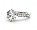 Round Cut Six Claw Set Diamond Ring with Pave Set Side Stones in Platinum - DG & Co. Jewellery
