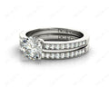 Round cut diamond wedding set rings with four claws setting in Platinum - DG & Co. Jewellery