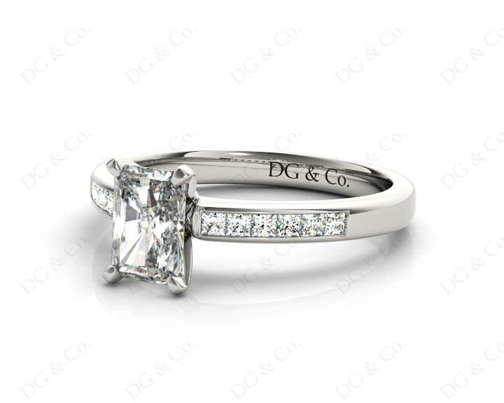 Radiant Cut Diamond Engagement ring with four claws centre stone - 18K White - DG & Co. Jewellery