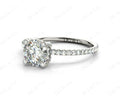 Round Cut Four Claw Set Diamond Ring with Scallop Set Round Cut Diamonds Pave Setting with two Side Halos and on the Band - Platinum - DG & Co. Jewellery
