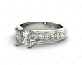 Princess Cut Diamond Engagement ring with four claws Channel Setting Side Stones in 18K White - DG & Co. Jewellery