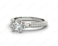 Vintage Style Round Cut Four Claw Diamond Ring with Pave Milgrain Set Side Stones In 18K White - DG & Co. Jewellery