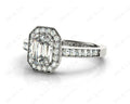 Emerald Cut Halo Diamond Engagement Ring with Claw Set Centre Stone - 18K White - DG & Co. Jewellery