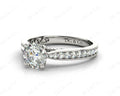 Round Cut Four Claw Set Diamond Ring with Pave Set Stones Down the Shoulders and on Both Sides - Platinum - DG & Co. Jewellery