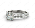 Round Cut Four Double Claw Set Diamond Ring with Pave Set Diamonds Down The Shoulders in Platinum - DG & Co. Jewellery