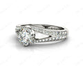 Round Cut Four Claw Set Diamond Ring with Round Cut Diamonds Down the Shoulders - Platinum - DG & Co. Jewellery