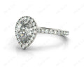 Pear Cut Halo Diamond Engagement Ring with Claw Set Centre Stone - 18K White - DG & Co. Jewellery