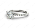 Round Cut Four Claw Set Diamond Ring with Round Pave Set Stones Down the Shoulders - 18K White - DG & Co. Jewellery