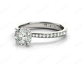 Round Cut Four Claw Set Diamond Ring with Round Cut Diamonds Pave Set Down the Shoulders - 18K White - DG & Co. Jewellery