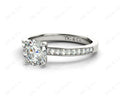 Round Cut Four Claws Diamond Engagement Ring with Pave Set Side Stones - 18K White - DG & Co. Jewellery