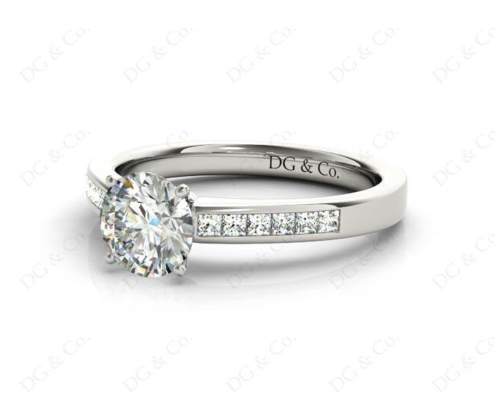Round cut diamond ring with four claws set centre stone - Platinum - DG & Co. Jewellery