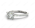 Engagement Ring Round Cut Claw Set Diamond Ring with pave set side stone in Platinum - DG & Co. Jewellery