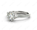 Round Cut Six Prongs Diamond Ring with Pave Set Split Band - 18K White - DG & Co. Jewellery