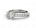 Round Cut Diamond Engagement Ring with Grain Setting Side Stones in 18K White Gold Engagement Ring - DG & Co. Jewellery