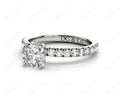 Round cut claw set diamond ring with pave set side stone - Platinum - DG & Co. Jewellery